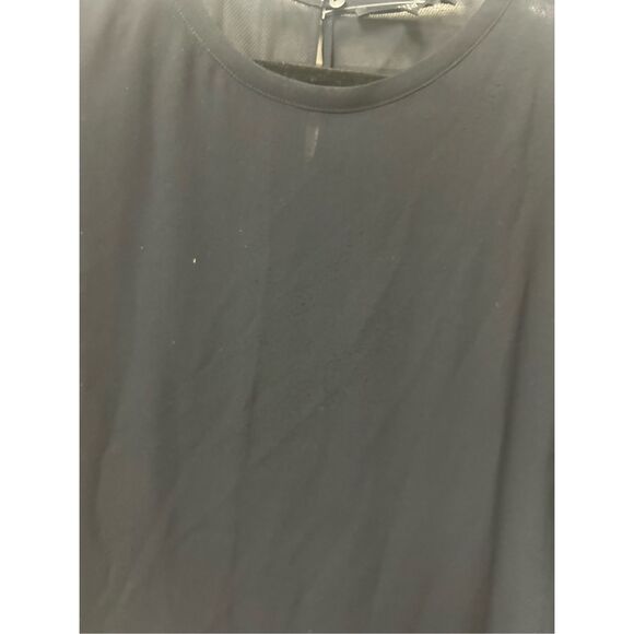 Tibi Navy Blue Sheer Blouse, 100% Rayon Short-Sleeve Shirt, Sz 8 - Picture 6 of 9